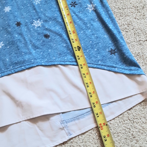 Winter Scene Trees Long Blue Tunic Long Sleeve Sz L - Picture 9 of 13